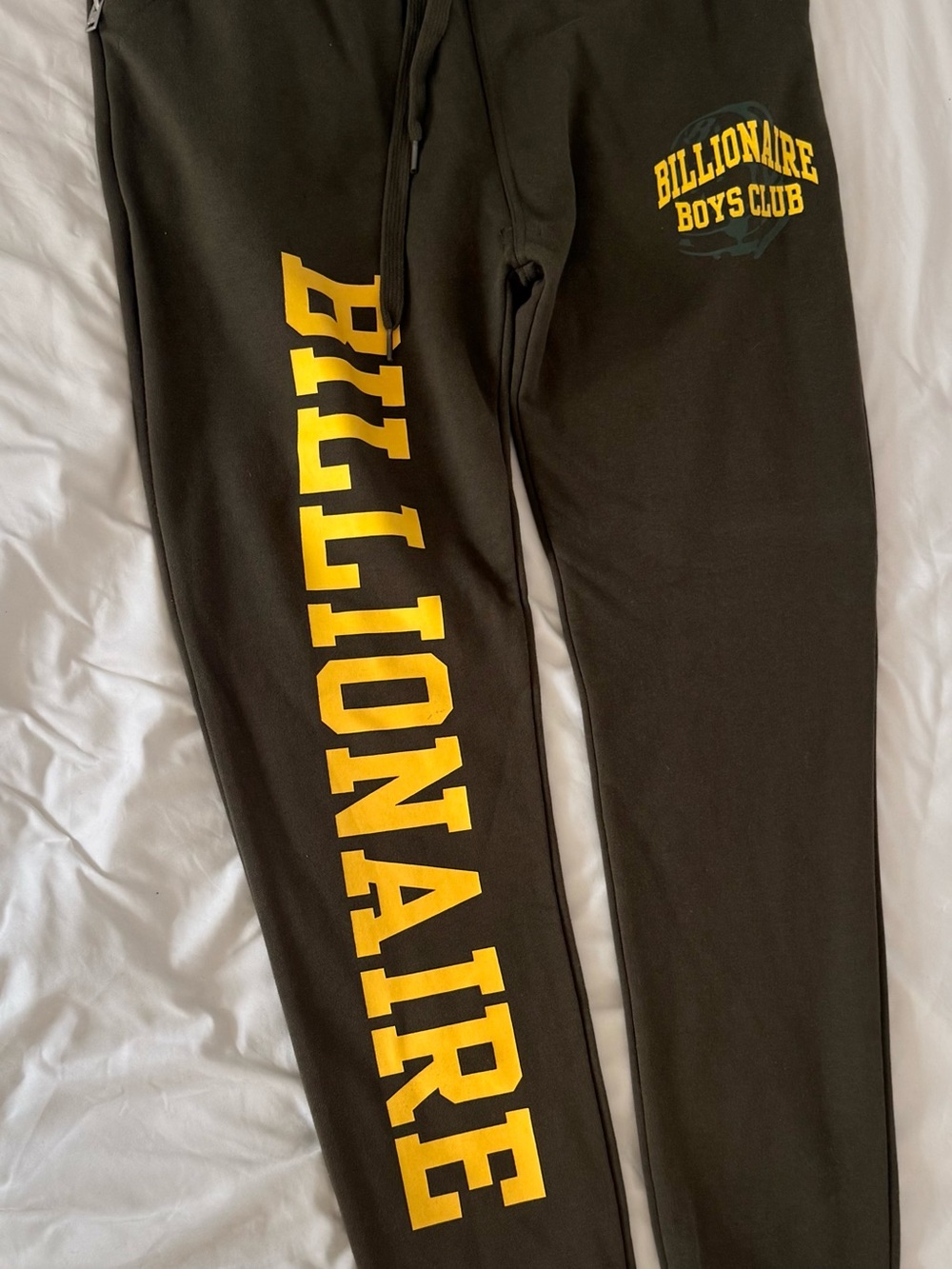 Billionaire Boys Club Olive Green Kids Joggers with Yellow Logo